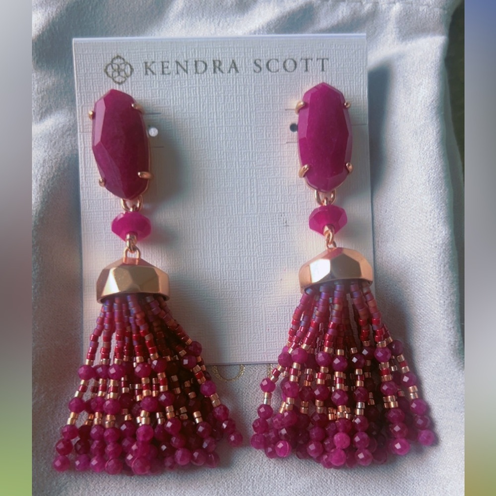 Kendra Scott Dove Tassel Burgundy Beaded Earrings